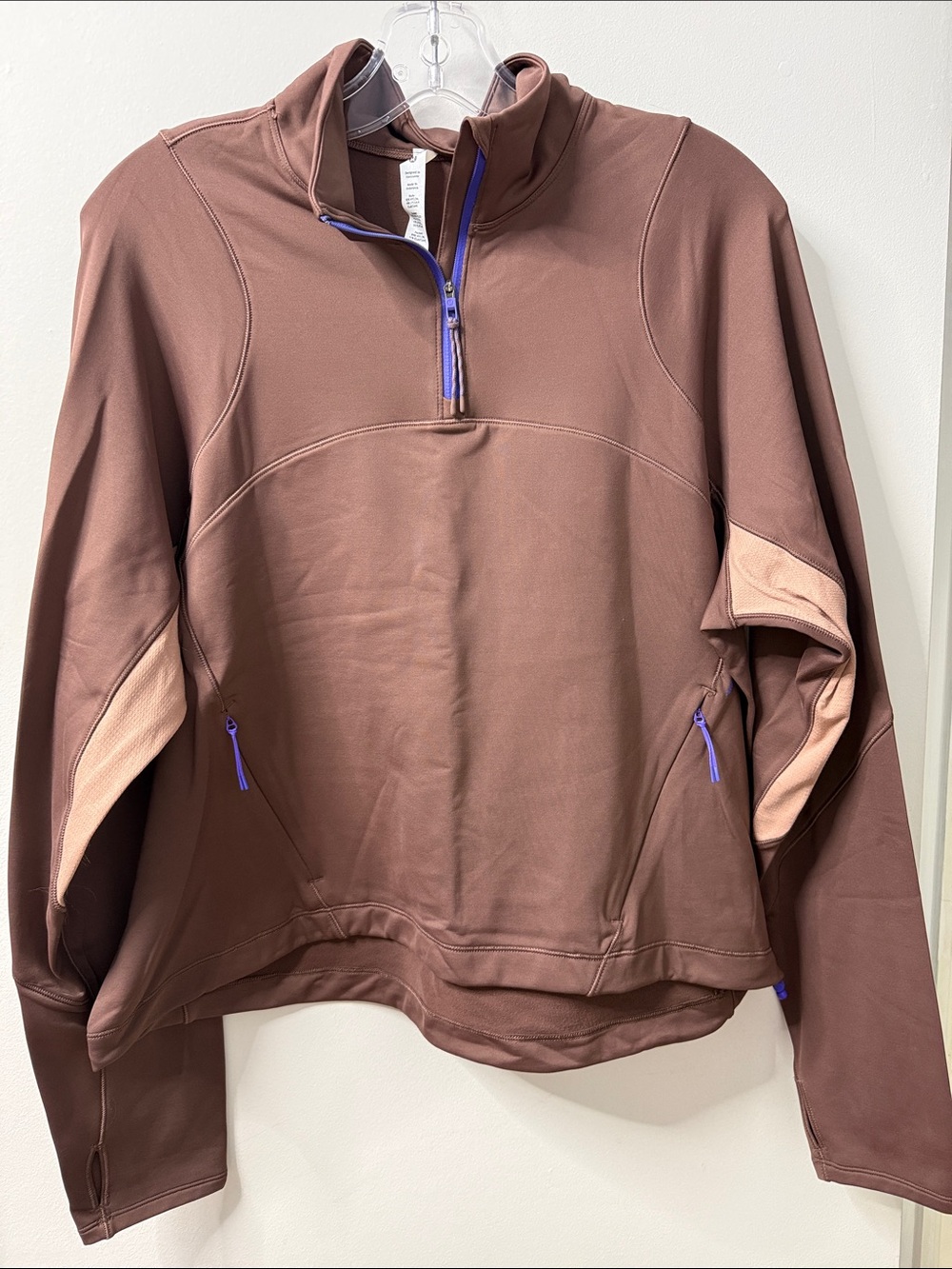 lululemon athletica Brown Quarter-Zip Pullover with Pink Accents